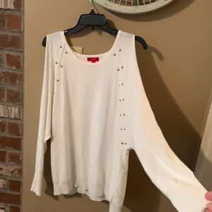 Jennifer Lopez XL ivory cold shoulder sweater